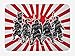 Produktbild ASKYE Japanese Bath Mat, Group of Samurai Ninja Posing and Getting Ready on Unusual Striped Retro Backdrop, Plush Bathroom Decor Mat with Non Slip Backing, 15.7X23.6 inch, Red Black