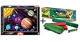 Pack Puzzle Educa 14461. Sistema Solar en Neon (brilla en la oscuridad). 1000 piezas + Tapete universal Puzzle Roll Clementoni 30297