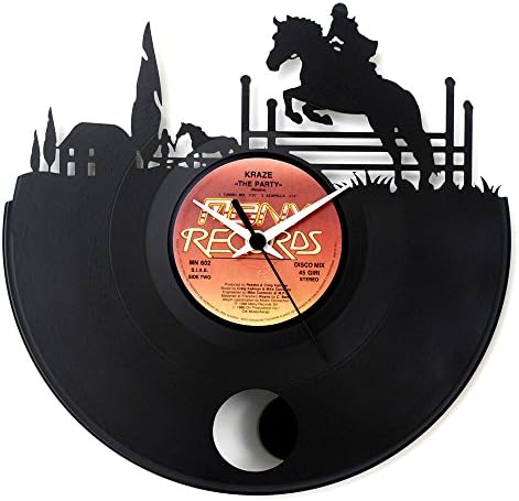 Horse Gift clock gift idea for girl Vinyl clock with pendulum black color Vinyluse original Made In Italy