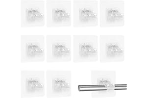 Toivize 10 Stück Gardinenstangenhalter, Gardinenstange Ohne Bohren, Vorhangstange Halterung Selbstklebende, Transparente Gardinenstangen Halterung für Küche, Wohnen, Badezimmer