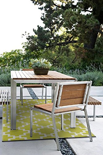 Green Decore 180 x 270 cm „Solitude“ Wendbarer Öko-Teppich aus recyceltem Kunststoff (Plastik) für Innen und Außen / Federleicht – Sellerie-Grün / Weiß - 6