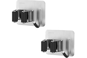 GRIZEF (2PCS-Black) Mop-Besenhalter, Selbstklebender wandmontierter Mop-Organizer-Aufbewahrungsregalclip, Utility-Haken-Organizer-Werkzeug für die Wäscherei Badezimmerküche Garage