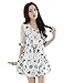 ANNO Maternity Plus Size Short Mesh Splice Sleeve Vintage Prints Pregnant Dress US M(Asian XXXXL) White