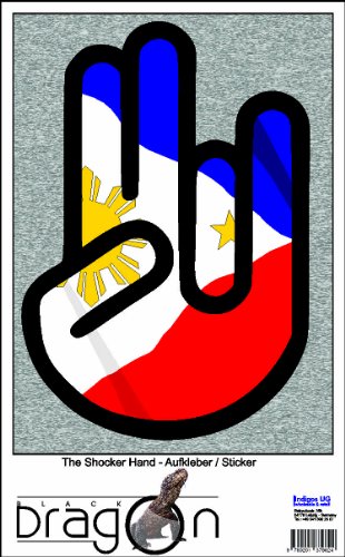 The Shocker Hand Decal Sticker Laptop skin 210x153 mm black Outline with Flag Philippines-Philippinen