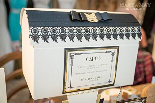 Personalised Gatsby Art Deco style Wedding Card Post Box (Antique White)