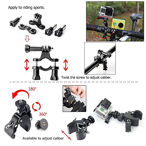 Soft Digits 62 in 1 Zubehör Kit für GoPro Hero 5 4 3+ 3 2 1 SJCAM SJ4000 5000 Xiaomi Yi Apeman DBPOWER QUMOX WiMiUS Rollei Lightdow, Sport Kamera Zubehör für Fallschirmspringen Schwimmen Rudern Surfen Klettern Laufen Biking Camping Tauchen Ausflug - 5