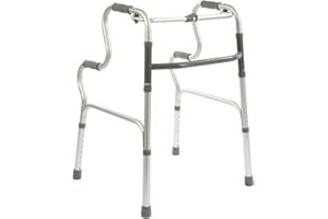 Deambulatore Chiudibile - Invacare Foria P421B - Deambulatore Pieghevole - Altezza Regolabile - Impugnature in Elastomero - Grigio Anodizzato