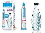 SodaStream Set Crystal 2.0 Promopack Titan | Trinkwasser-Sprudler | inkl. 1 Zylinder, 2 Glaskaraffen 0,6l (spülmaschinenfest), 2 Trinkgläsern und 6 Sirupproben; Farbe: Titan