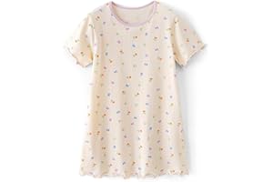 BANGSAUR Girls Nightgowns Cotton Sleep Shirts for Girls 3-10 Years