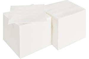 JEBBLAS Tovaglioli da cocktail usa e getta per bevande bar, tovaglioli quadrati neri in lino per feste o matrimoni, 20,3 x 20,3 cm (200 pezzi, bianco).