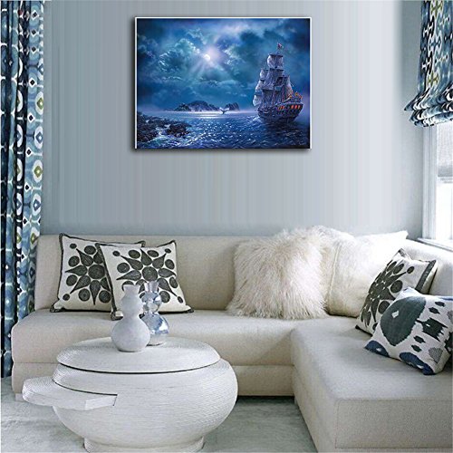 DIY 5D Sailing Boat Diamond Painting Cross-Stitch for Entrance Living Room Bedroom - 2