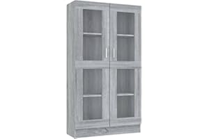 vidaXL Vitrina Estantería Alacena Librería Armario Auxiliar Lateral Estudio Oficina Archivador Libros Madera Contrachapada Gris Sonoma