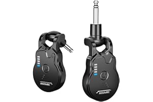 ACEMIC Système de Guitare Sans Fil 2,4 GHz, Émetteur et Récepteur de Guitare Sans Fil, Rechargeable 4 Canaux Audio pour Guitare, Basse, Instruments Électriques, G1
