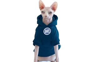 DUOMASUMI Sphynx Vêtements pour chat – Gilet à capuche épais, chaud et doux pour Devon, Cornouailles, Peter Bald, petit chaton (taille L)