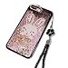 Produktbild Rosa Flüssig Treibsand Hülle für Huawei P20 Lite,Diamant Handyhülle für Huawei P20 Lite,Moiky Luxuriös Süß 3D Karikatur Hase Häschen Dekor Stoßdämpfende Schutzhülle mit Gurt