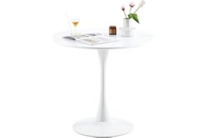 anrekl Mesa de Comedor Moderna Redonda Mesa de Comedor, Comedor y Sala de Estar balcón cafetería Mesa de Cocina Engrosada, 70x70x73cm, Blanco