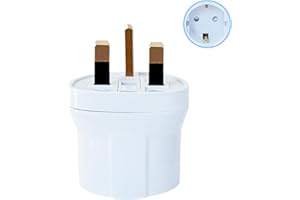 Double Dragon EU to UK Plug Adapter | European 2-Pin to UK 3-Pin Travel Adapter | Schuko & Europlug from France, Germany, Spain, Italy to UK Socket | BS8546 Certified, 13A Fused – White (1 Pack)
