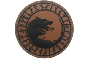 Ohrong Patch tactique 3D en caoutchouc avec motif de loup viking - Pour sacs, casquettes, vestes - Kaki