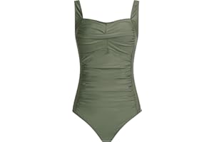 Aidotop Womens One Piece Swimsuit Tummy Control Swimwear with Retro Ruched Monokini Bathing Suits