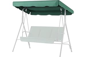 Flexzion Swing Canopy Cover (Green) 77"x43" - Deluxe Polyester Top Replacement UV Block Sun Shade Waterproof Decor for Outdoor Garden Patio Yard Park Porch Seat Furniture