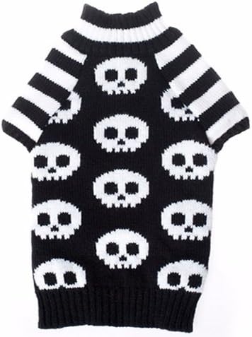 Doggie Style Store Black White Skeleton Skull Cat Pet Kitten Knitted Jumper Knitwear Scary Halloween Sweater Size S
