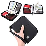 Vemingo Portefeuille de Voyage Porte-Passeport avec Blocage RFID Porte-Document Pochette Etui de 2 Passeports, Carte d'Identité, Carte de Crédit, Billets d'Avion pour Femme Homme (Petit, Noir)