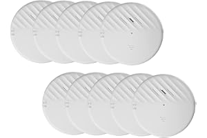 Lancoon Door Window Vibration Sensor Alarm White 10 Packs 125dB Loud Slim Glass Break Burglar Detector with Adjustable Sensitivity LED Indicator Light for Home Office Security