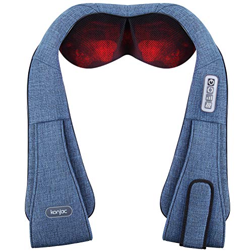 Preisvergleich Produktbild Konjac Elektrisch Massagegerät mit Infrarot Wärmefunktion 3D Rotation Shiatsu Nackenmassagegerät für Massage auf Nacken Schulter Rücken für Müdigkeit Lindern Schmerzverlinderung