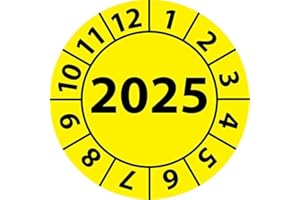 FAST-LABEL Placca di controllo dell'anno 2025, in vinile, autoadesiva, per l'anno 2025 (30 mm Ø, giallo, 500)