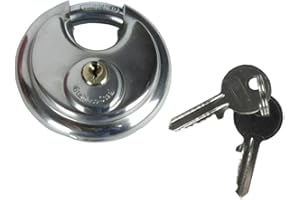 HYFIVE Ronda Discus candado con llaves de Servicio Pesado - Acero inoxidable se suministran con 2 llaves