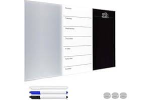Navaris tablica magnetyczna, terminarz tygodniowy biała tablica ze szkła – tablica 60 x 40 cm, magnetyczna, do opisywania – kalendarz ścienny na magnes w zestawie z uchwytem na magnesy i długopisy