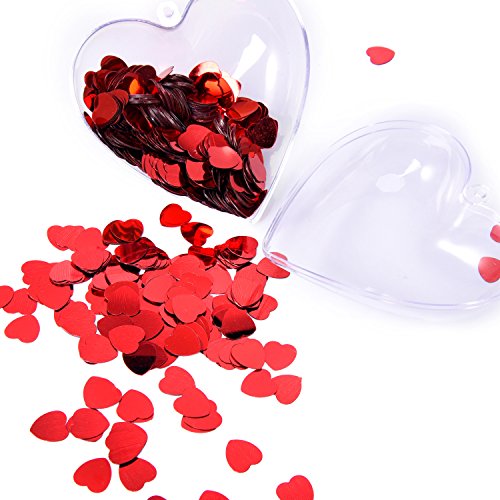 eBoot Herz Konfetti Metallisch Folie Herzen Konfetti Glitzer Herzen Pailletten für Valentinstag Hochzeit Party Tisch Dekorationen, Rot, 10 mm, 1 Unzen - 6
