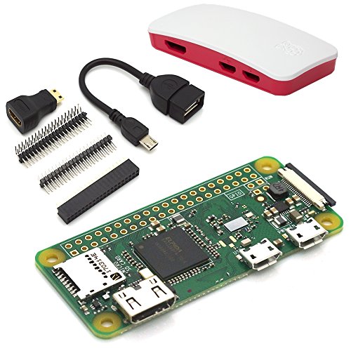 Preisvergleich Produktbild Raspberry Pi Zero W Light Starter Kit - Bestehend aus: Raspberry Pi Zero W, offiziellem Raspberry Pi Zero Gehäuse (rot / weiß), Adapter / Stiftleisten Set