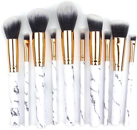 Makeup Brushes Set ,Hukz 10Pcs Nylon Professional Eyeshadow Eyeliner Foundation Blush Lip Powder Liquid Cream Cosmetics Blending Brush Tool (White)