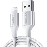 Ugreen, Mfi Lisansli USB-A &amp; Lightning &Ouml;rg&uuml;l&uuml; Data ve Şarj Kablosu, 2 Metre, Beyaz