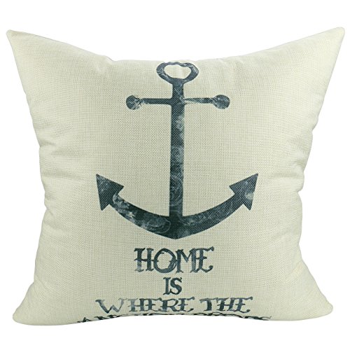 Luxbon Packung mit 2 Anker Anchor Sailor Kissenbezug Lendenkissen Bettkissen Pillowcase Huelle Cover Haus Sofa Zimmer Auto Deko 45 x 45 cm - 2
