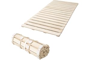 EMOOR Extra Dickes Rolllatten Futonbett Langlebiges Rollbett (100 x 200 cm) für Japanische Boden-Futon-Matratze, Holz Paulownia Boden Unlackiert Natürlich Schlafbettwäsche Gäste Tatami-Matte