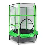 Klarfit Rocketkid - Trampoline, Intérieur/extérieur, Surface de 140cm, Filet de sécurité, Supporte jusqu'à 50 kg, à partir de 3 Ans, Vert