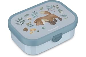 Mepal - Children's Campus Little Dutch Lunch Box - Bento Box Children - Lunch Box Children with Compartments and Fork - Meal Prep Box with Clip Closure - BPA Free & Dishwasher Safe - 750 ml - Forest