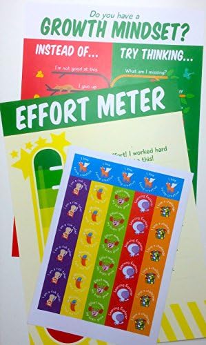 Growth Mindset Basic Classroom Pack -Whole School (7 classes = 14 posters, 7 sheets of stickers)