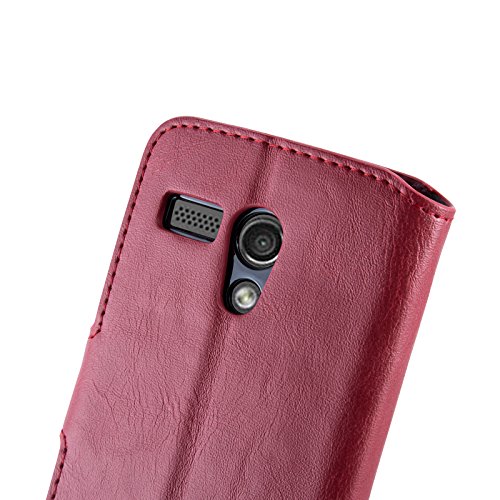   Motorola Moto G  1   Generaci  n  Case   - Funda De Piel JammyLizard Retro Wallet Cover Tipo Cartera  ROJO