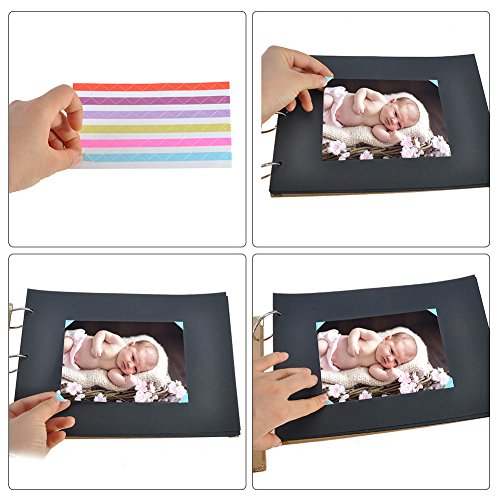 Jingxu DIY Scrapbook Fotoalbum Notizbuch Löwenzahn 27 cm x 18.5 cm, 30 Blatt, 60 Seiten mit 3 Stück Fußpaste - 3