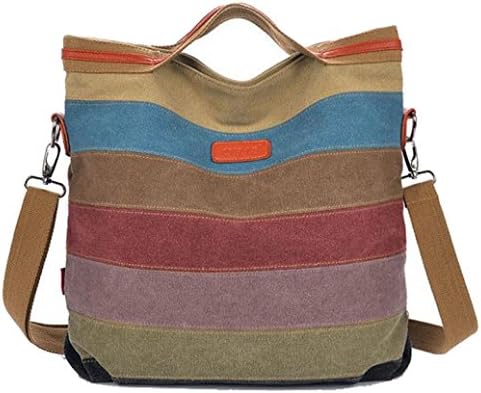 Canvas Handbag,Lanowo Multi-Color Striped Canvas Totes Handbag Women's Hobos and Shoulder Bags Crossbody Bags with Adjustable Strap