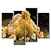 Produktbild Braun 4 Stück Wand Kunst Bild Henne Huhn und Küken Take A Walk Prints auf Leinwand Das Tier Bilder Öl für Home Moderne Dekoration Print Decor