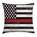 Produktbild Donnay American Flag Throw Pillow Cushion Cover, US Firefighter Support with Grunge Wooden Stars and Stripes, Decorative Square Accent Pillow Case, 20 X 20 Inches, Coconut Dark Mauve Vermilion