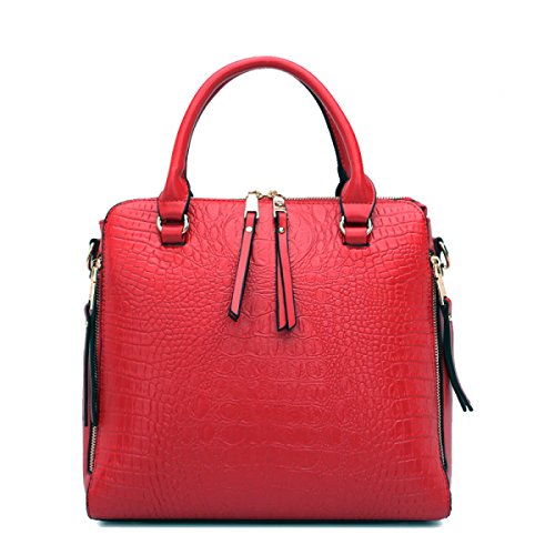 Preisvergleich Produktbild Krokodilmuster Handtasche Große Tasche Handtasche Schultertasche Dame Gezeiten,Red