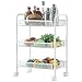 Produktbild HOMFA Küchenwagen Servierwagen Küchenrollwagen mit Rollen Platzsparend 3 Etagen Rollwagen aus Metall für Küche,Bad und Büro 45X27X63cm Weiß