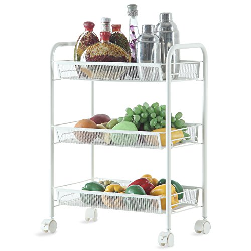 HOMFA Küchenwagen Servierwagen Küchenrollwagen mit Rollen Platzsparend 3 Etagen Rollwagen aus Metall für Küche,Bad und Büro 45X27X63cm Weiß HOMFA Küchenwagen Servierwagen Küchenrollwagen mit Rollen Platzsparend 3 Etagen Rollwagen aus Metall für Küche,Bad und Büro 45X27X63cm Weiß
