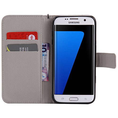 Feeltech Samsung Galaxy S7 Edge Hülle PU-Leder und Brieftasche Bunte Muster Fall mit Magnetverschluss, Hybrid-Kickstand mit Stand-Funktion, schlagen Sie schützende weiche TPU Stoßstangenabdeckung und Kreditkartenhalter für Samsung Galaxy S7 Edge Handgelenk Bügel-Buch-Art-Geldbeutel-Tasche mit 2 In 1 Berühren Sie Stift – Schloss - 5