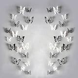 18 Stück 3D Schmetterling Wandtattoo DIY Wandstickers Wanddeko Wandaufkleber Weiß und Schwarz - 3